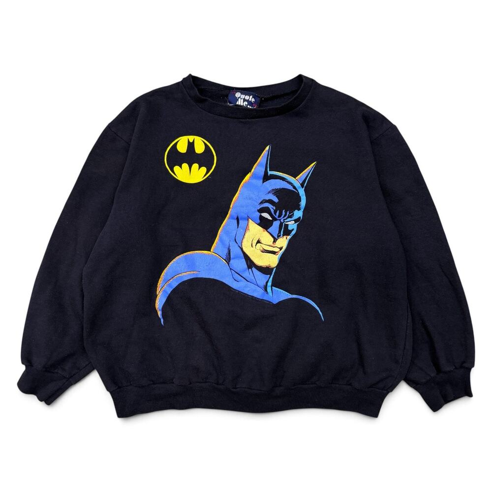 Vintage 1989 Batman Sweatshirt DC Comics Superhero Graphic Crewneck XL 80s Black